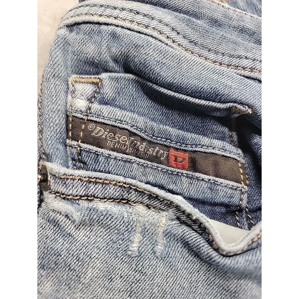 Diesel Jeans Straight Mens 30 29x32 Slim Skinny Sleenker Distressed Blue Stretch